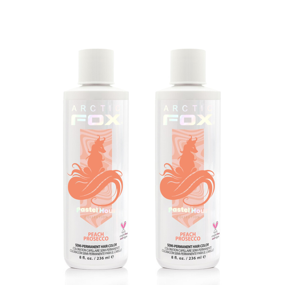 Arctic Fox Peach Vegan And Cruelty-Free Semi-Permanent Hair Color Dye - Prosecco 8 Fl Oz (Pack Of 2)