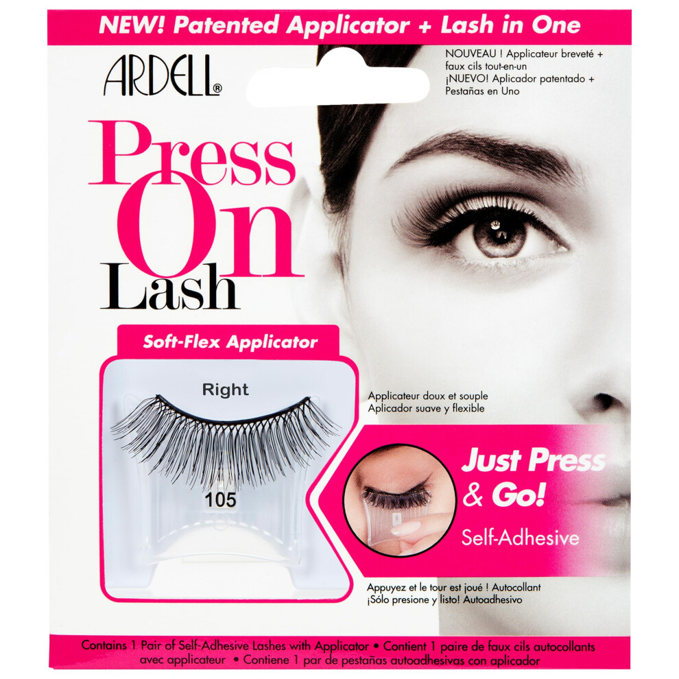 Ardell Self-Adhesive Eyelashes  Press On Lashes 105 with Soft-Flex Applicator - No Lash Glue Needed for Easy Application  Natural Look Lashes  Ju