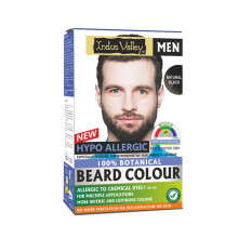 Indus Valley 100% pflanzlicher hypoallergener Bart- und Schnurrbartfarbe für Männer | Langanhaltend, vegan und tierversuchsfrei (Schwarz)