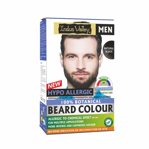 Indus Valley Colore per Barba e Mustacchi 100% Botanico, Ipoallergenico, Lunga Durata (Nero)