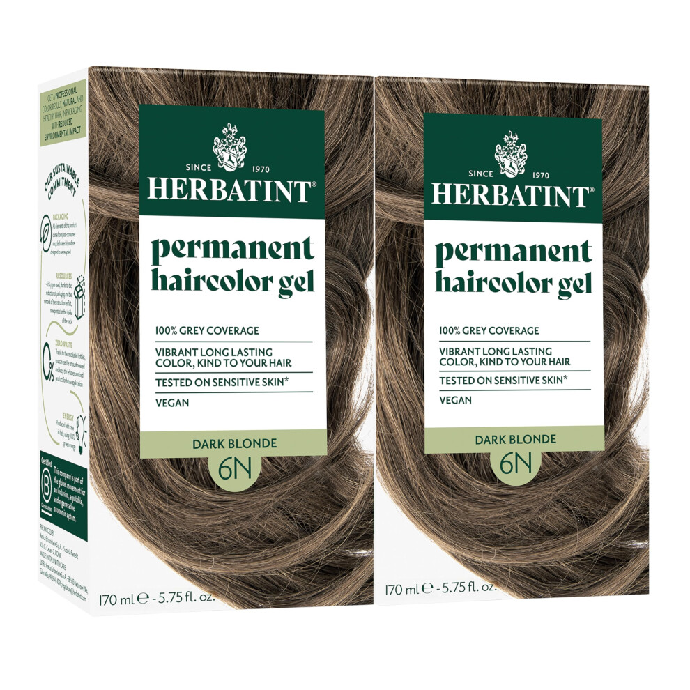 Herbatint Permanent Hair Dye - 6N Blonde Fonc - Pour Jusqu' 100% De Couverture Grise Des Cheveux Gris R Sistants - Sans Alcool Sans Ammoniac --image
