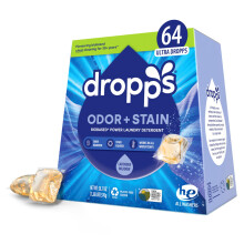 Dropps Odor & Stain Biopohjaiset tehopesuainekapselit Lavender Meadow (64 Count) - HE-yhteensopivat pyykkityynyt tuoreille vaatteille - Pesuainesaipp