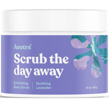 Esfoliante corporal com leo essencial de sal do Mar Morto ASUTRA (lavanda calmante) 16 onas - Ultra hidratante suave e hidratante - leos de co