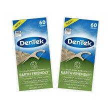 DenTek Earth Friendly Floss Picks organiske plantebaserede bio-plastikhndtag Mint 60 Antal (pakke med 2)