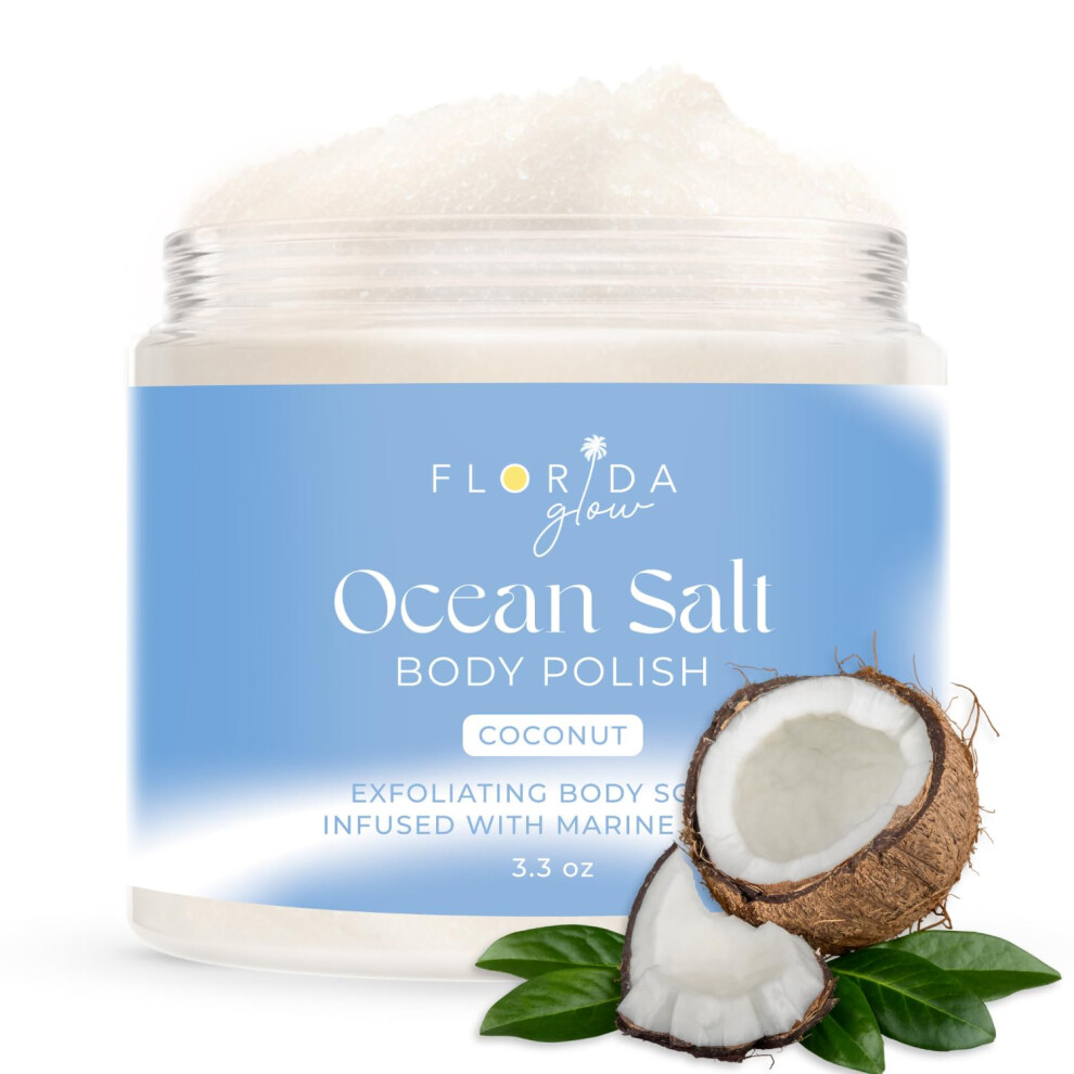 Florida Salt Scrubs Sea Salt Body Scrub By Florida Suncare - Ocean Salt Body Polish Infused With Marine Algae - Exfoliating Face And Body Scrub - Facial Scrub Exfoli