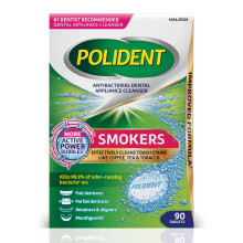Polident Smokers Antibakterielle Reinigungstabletten f   r Zahnspangen, 90 St   ck