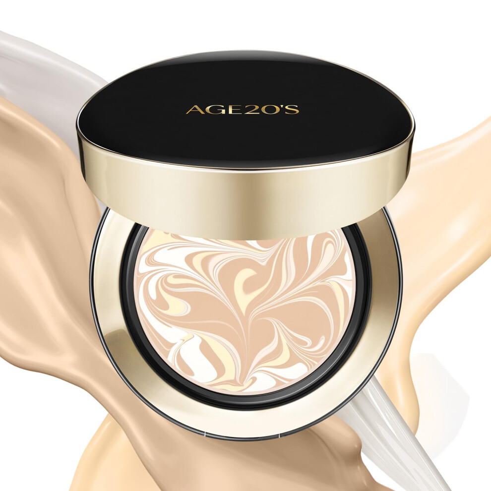 20 Ans Ivory/Cream Age20's Signature Essence Pact Spf 50+ | Pack Of 1 | 17N | Foundation Dewy Finish Natural Coverage | Korean Cushion Foundation