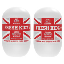 Fresh Kidz Roll On Deodorant for Kids and Teens - Baking Soda and Aluminum-free 24 Hour Protection for Sensitive Skin - Boys "Red" 1.86 fl.oz. (2 Pack