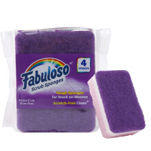 Fabuloso Sponges Purple 4 CT | Purple Scratch-Free Sponges for Dishes and Surfaces | 4 Purple Dishwashing Sponges from Fabuloso for Bold and Brig