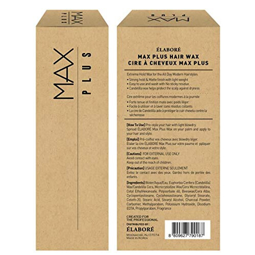Elabore 2 Pack MAX Plus Haarwax 3,38 fl.oz/100ml (haarstylingwax voor heren) 2