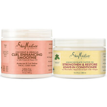 SheaMoisture Curly Hair Care Bundle - Coconut & Hibiscus Curl Enhancing Smoothie & Jamaican Black Castor Oil Styrke & Restore Leave-In Conditione