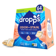 Dropps Odor & Stain Biopohjaiset Power Laundry Pesuainekapselit Orange Blossom (64 Pods) - HE-yhteensopivat pyykkityynyt tuoreille vaatteille - Pyyki