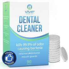 Vive Dental Night Guard Cleaner -puhdistustabletit - NightGuard Mouthguardin kiinnitys- ja hammasproteesiliuskat - Irrotettavat osittaiset tai täydel