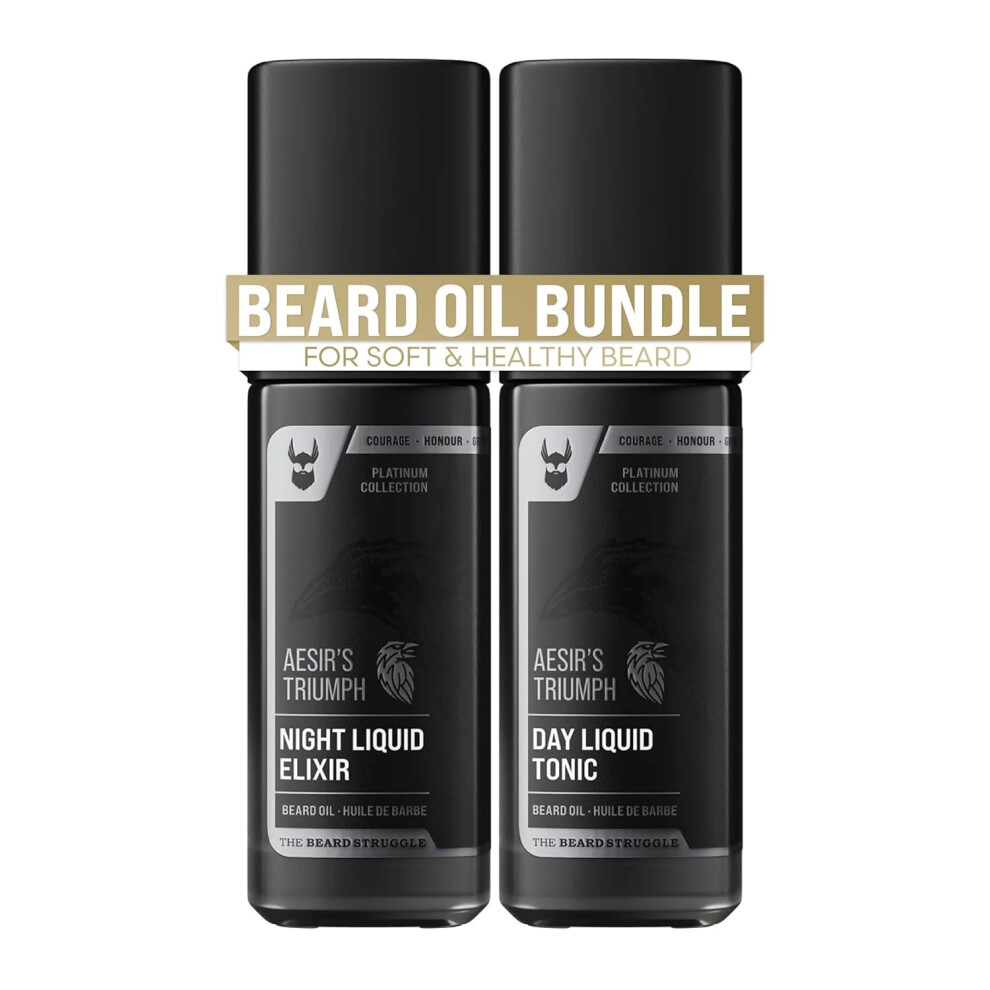The Beard Struggle Tonic + Elixir Beard Oil Bundle - Platinum Collection - Grooming Beard Oil - Softens Moisturizers And Strengthens Beard Grow