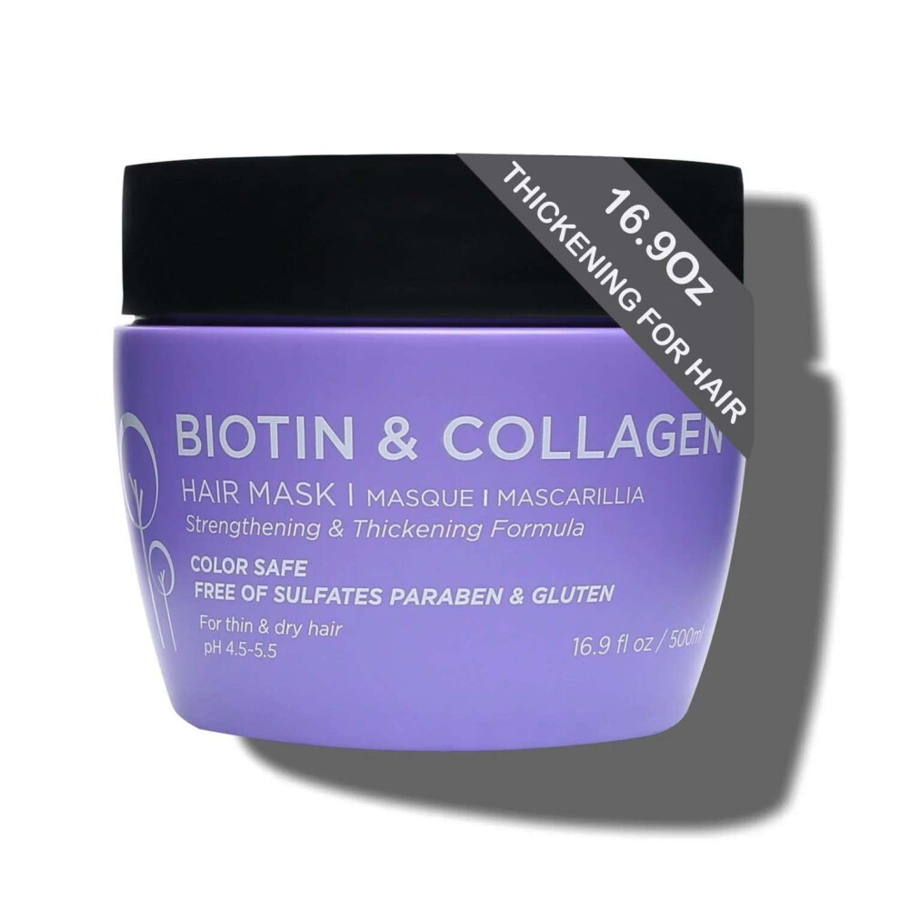 L Luseta Luseta Biotin Collagen Hair Mask For Dry & Damaged Hair 16.9 Oz Strengthening & Thickening Treatment For Hair Growth Deep Conditioning Hair Tre