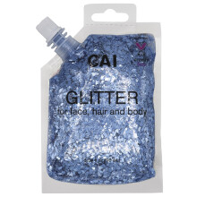 CAI BEAUTY NYC Blue Glitter Bag Gel fr Gesicht, Krper und Haare, 90 ml, holografisches Glamour-Glitzer-Make-up in kosmetischer Qualitt | Festival-