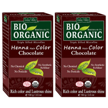 Indus Valley Bio Organiczna naturalna farba do wlosw z henna (czekolada 100 g, opakowanie 2 szt.) | Ziolowa farba do wlosw 100% pokrycia siwych