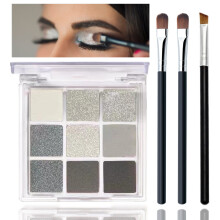 Black Smoky Lidschatten-Palette  Silberschimmer Grau Gold Braun  9 Farben  Glitzer- und mattes Finish  Langanhaltend wasserfest  Perlen-Lidschat