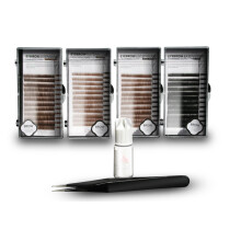 KC Republic Augenbrauen-Extensions-Set mit 4 Tabletts Nerz-Augenbrauen in Blond/Hellbraun, Braun, Dunkelbraun, Schwarz. Wird auf Tabletts untersc