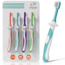 Cherish Baby Care Spazzolini per Bambini 1-2 Anni (4-Pack) - Senza BPA, Sicuri, Design di un Pediatra