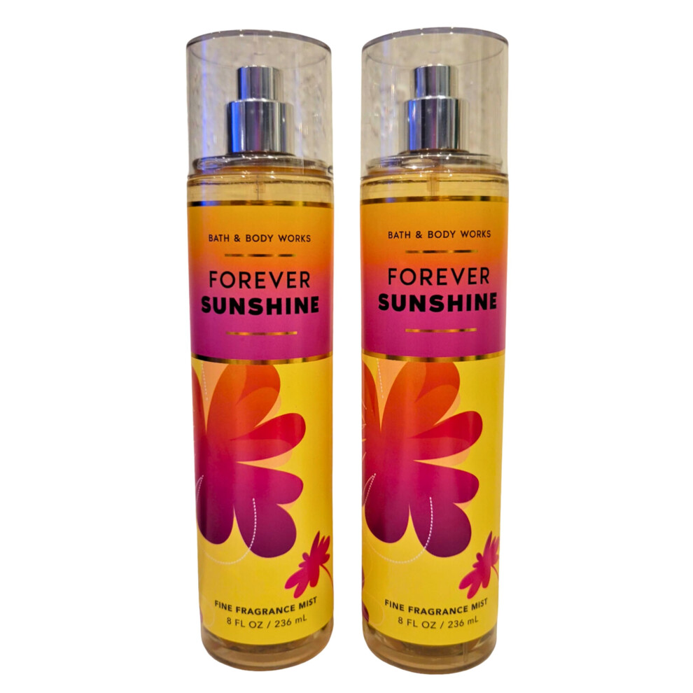 Bath & Body Works Light Fine Fragrance Mists Set Of 2 8Oz Each Bottle (Forever Sunshine)
