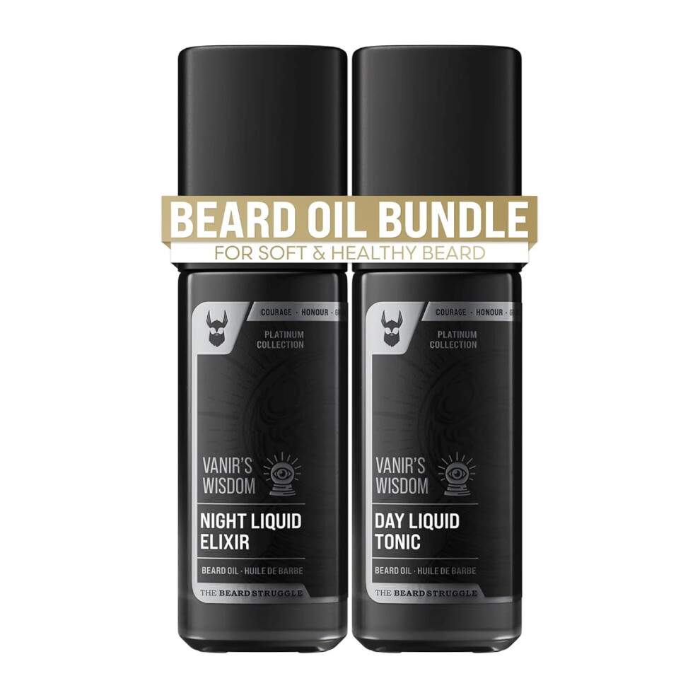 The Beard Struggle Tonic + Elixir Beard Oil Bundle - Platinum Collection - Grooming Beard Oil - Softens Moisturizers And Strengthens Beard Grow