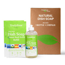 Detergente de plato concentrado natural verdaderamente gratis Lquido para lavavajillas | Jabn para platos a base de plantas | Aroma fresco de albah
