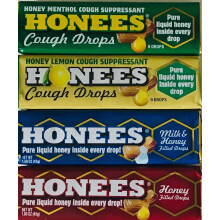Honees Honey Filled Drops Variety Pack (Honey Milk & Honey Honey Lemon and Mentol) -Natural ont i halsen Relief-Throat pastiller Ingenting Artifi