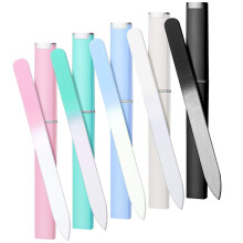 5 Pack Glass Nail Files with Case Crystal Glass Fingernail Files Double Sided Glass Nail File Mixed Color Manicure Set for Gentle Nail Care Chris
