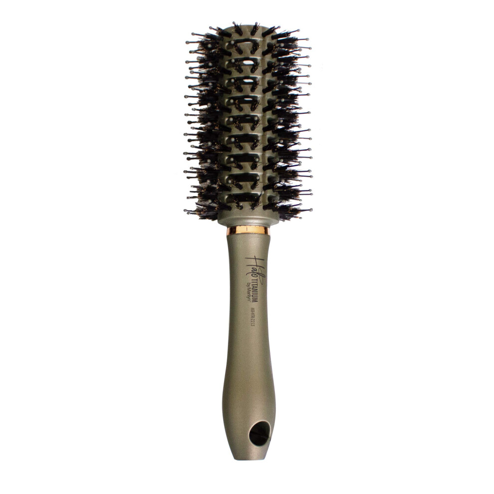 Marilyn Brush Halo Titanium Round Brush 2.5"""" - Curling Waving Smoothing Blowouts Hair Styling | Boar/Nylon Bristles Mix | Achieve Faster Drying Time | Gre