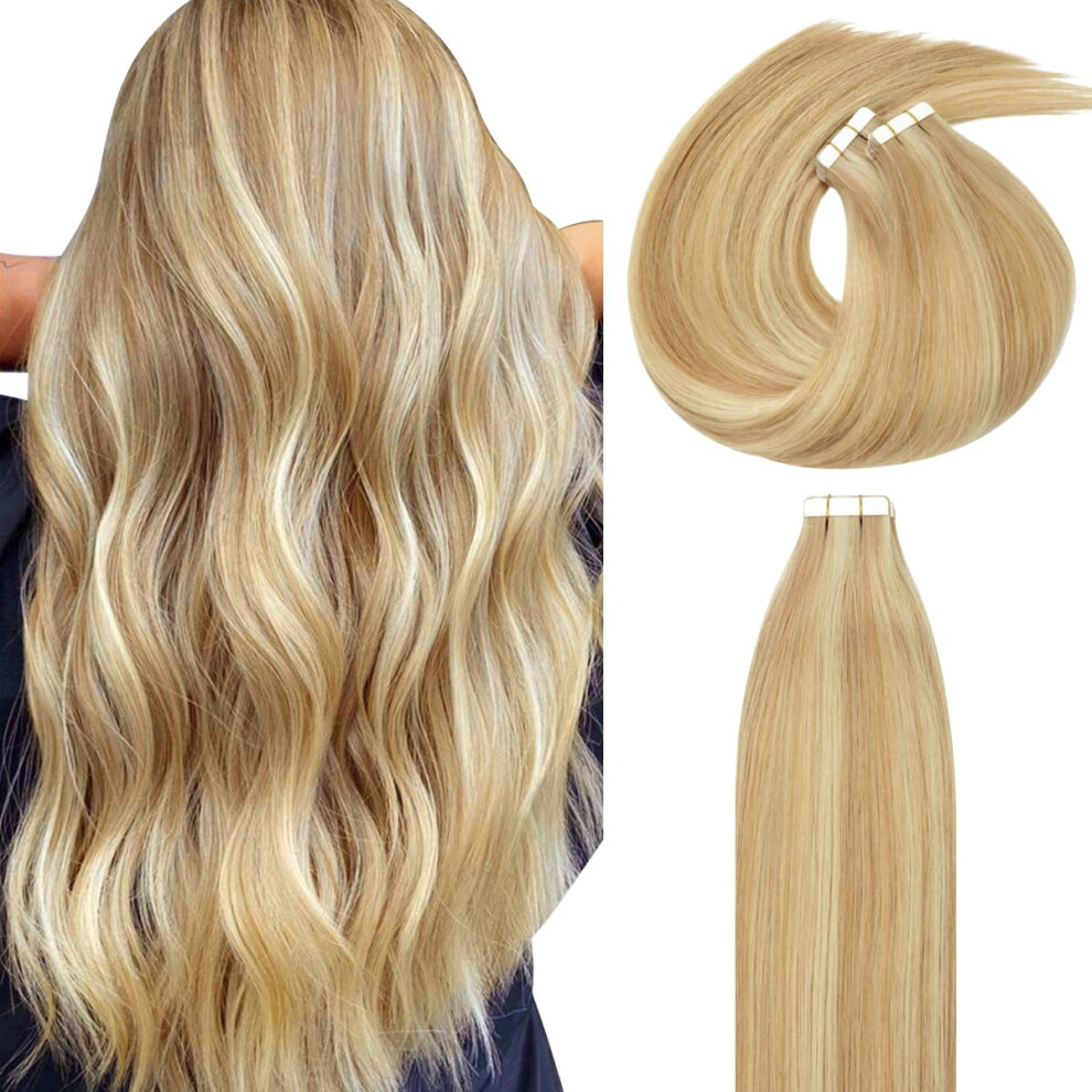 Lacer Unisex Golden Lacerhair Hair Extensions Natural Remy Tape In Human Hair Extensions Dip Dyed Balayage Seamless Pu Skin Weft 100% Real Virgin Hair Ombre B