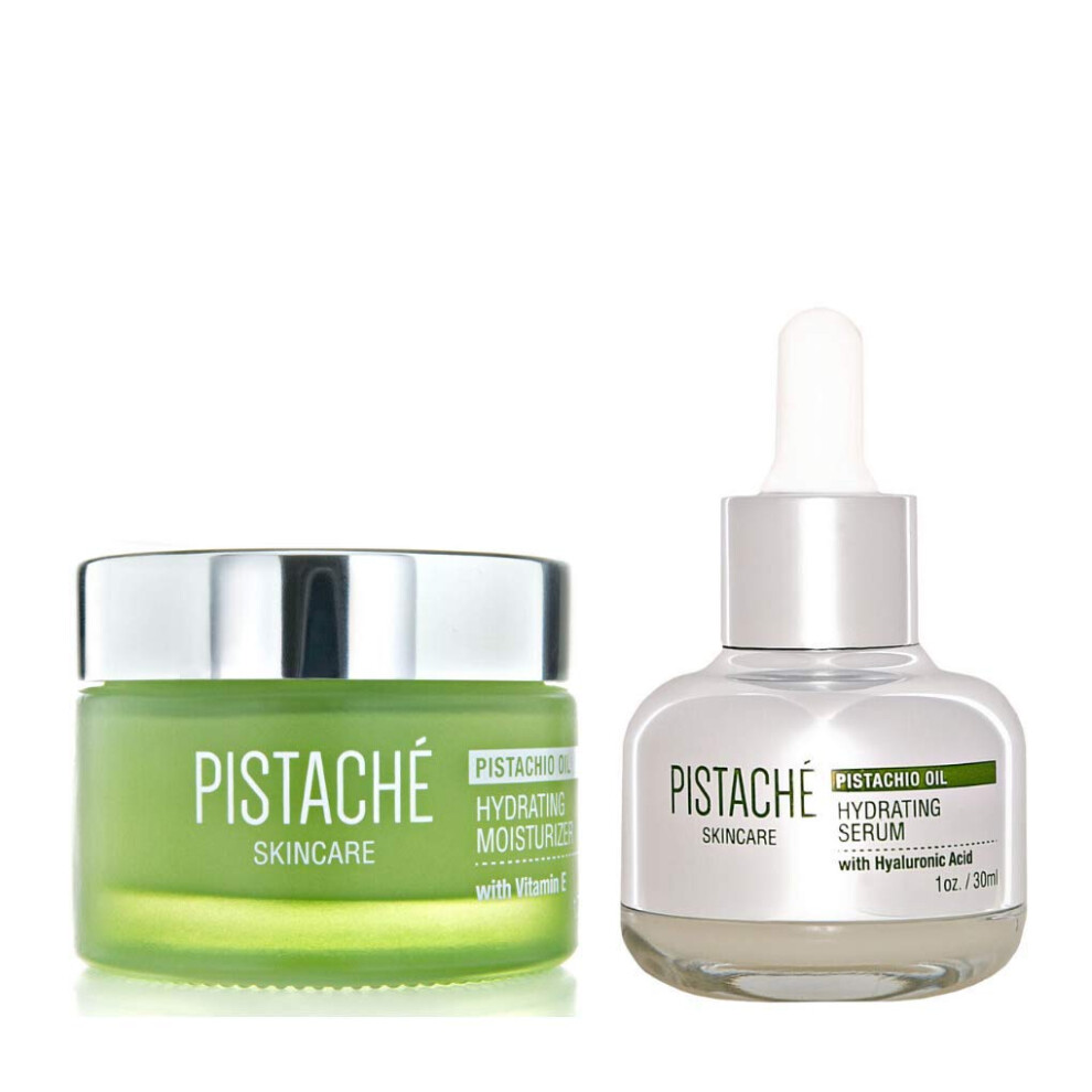 Pistach?Skincare Pistach? Skincare Pistachio Oil Dewy Face Beauty Duo Set + Hyaluronic Acid Face Serum & Face Moisturizer + Hydrates And Nourishes + Vitamin E + A