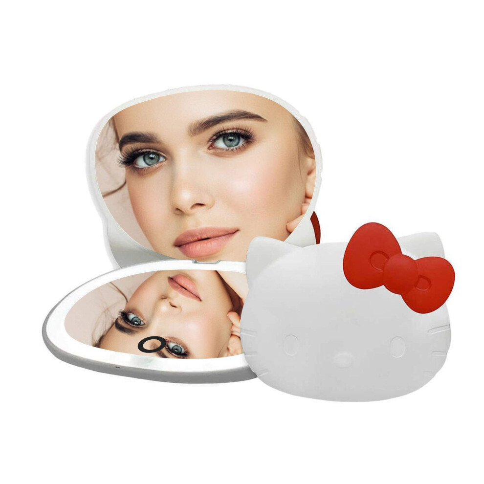 Impressions Vanity Hello Kitty Compact Mirror With Adjustable Brightness Touch Sensor And Rechargeable Travel Makeup Mirror For Purse