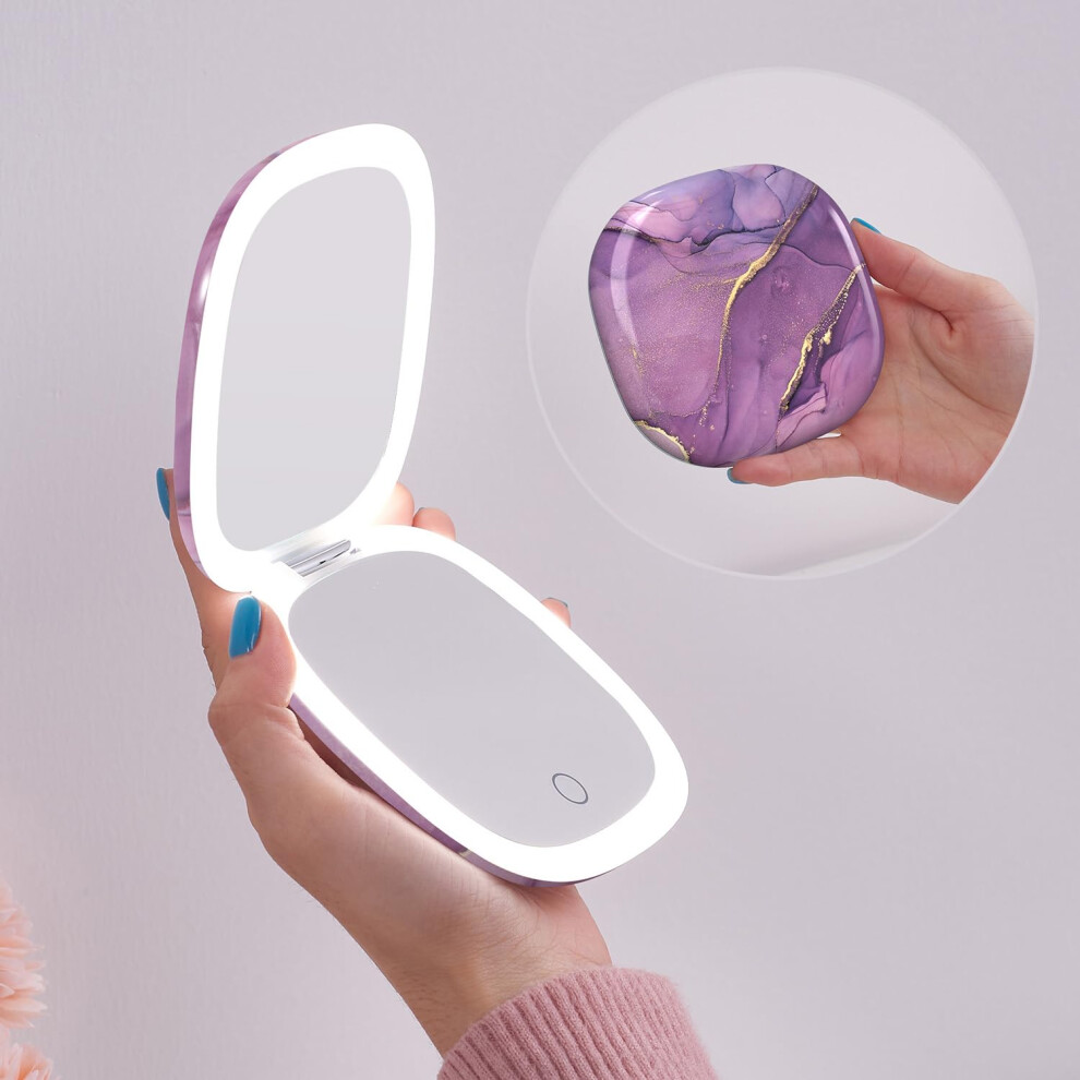 Mocado Light Compact Led Travel Makeup Mirror - 4 Inches 1X/10X Magnification Travel Mirror With Dimmable Double Sides Ed Usb Rechargeable C