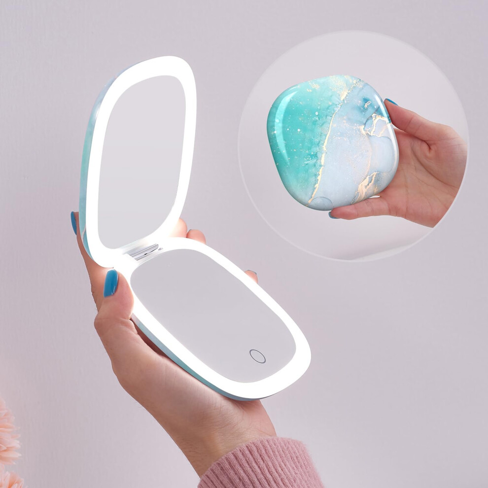 Mocado Light Compact Led Travel Makeup Mirror - 4 Inches 1X/10X Magnification Travel Mirror With Dimmable Double Sides Ed Usb Rechargeable C