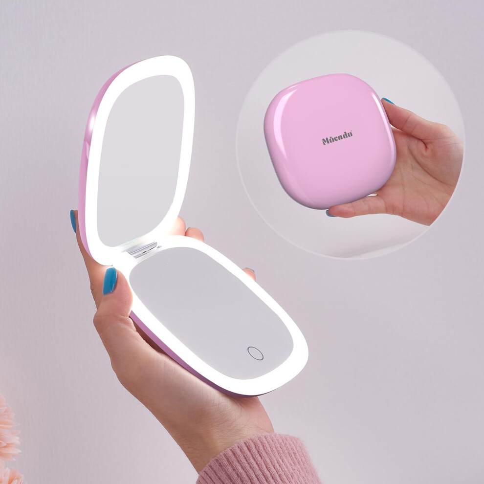 Mocado Light Compact Led Travel Makeup Mirror - 4 Inches 1X/10X Magnification Travel Mirror With Dimmable Double Sides Ed Usb Rechargeable C