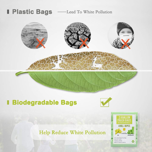 Sacchetti per rifiuti biodegradabili da 1,2 Galloni 5 Litri Mini Resistenti per Bagno 2