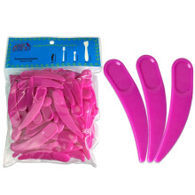 PANA buet Boomerang engangsplastik kosmetisk spatel til blanding og pr?veudtagning af makeup hudplejecremer lotioner og masker (Pink 1 pakke)