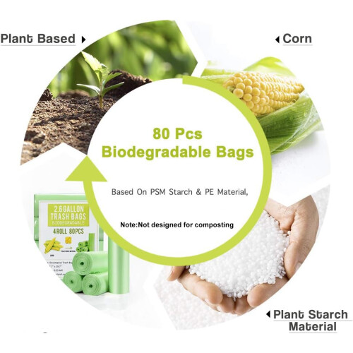 Sacchetti per rifiuti biodegradabili da 1,2 Galloni 5 Litri Mini Resistenti per Bagno 1