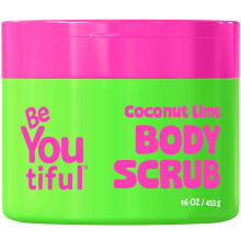 BeYOUtiful Coconut Lime Body Sugar Scrub para crianas e adolescentes - Esfoliante suave com leo de amndoa doce de karit e vitamina E sem crue