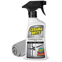 Cerama Bryte ad alta resistenza Protezione in acciaio inossidabile Cleaner e spray polacco con olio minerale - 16 once include un panno grande in mic