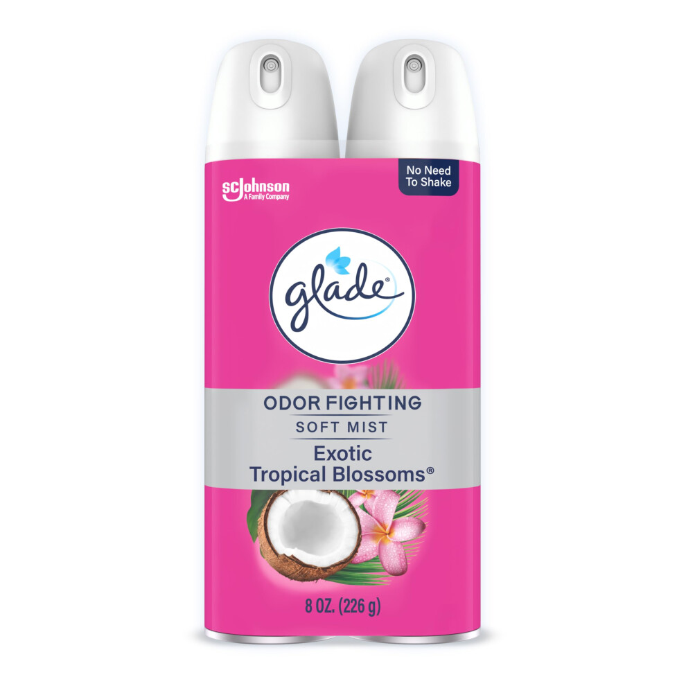 Glade Air Freshener Room Spray  Exotic Tropical Blossoms Scent  Odor Fighting to Deliver Long Lasting Freshness  8 Oz  2 Count-image-OPC-PHXSTCG-NEW