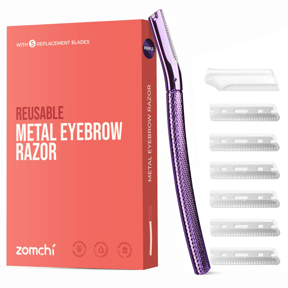 Zomchi Purple Eyebrow Razor Face Razors For Women&Men Eyebrow Trimmer Shaper With Precision Cover Facial Shaver With 6 Blades (Purple)