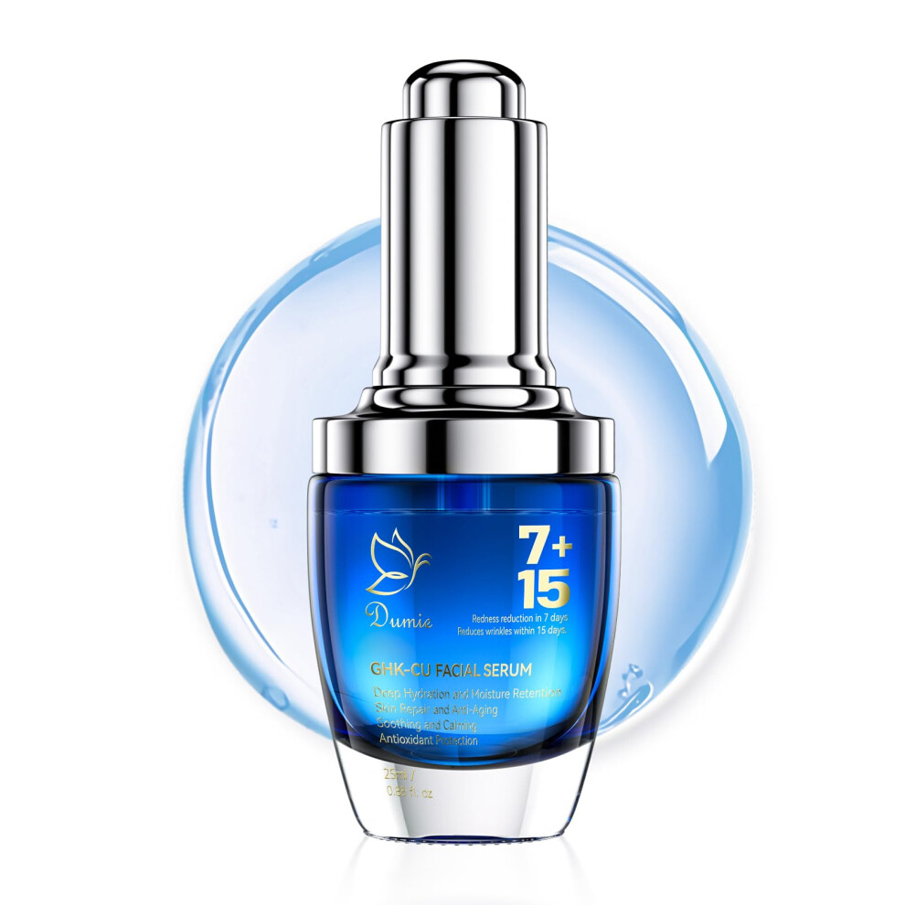 Dumie Copper Peptide Elixir - Advanced Youthful Skin Face Serum - Ghk-Cu Egf Hyaluronic Acid - Anti-Aging Firming Moisturizing - 25Ml/0.88Fl.oz