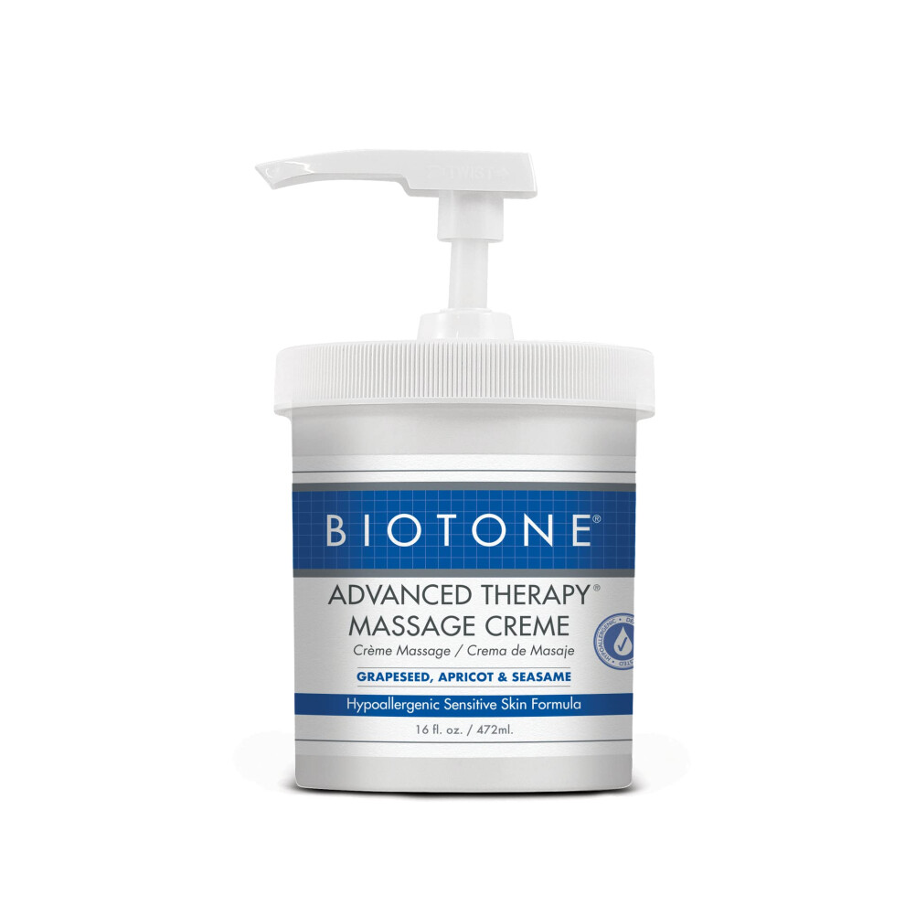 Biotone Advanced Therapy Massage Creme Hypoallergenic And Fragrance-Free Ideal Glide And Workability Less Reapplications Non-Greasy Finish