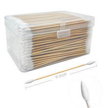 PINGMIC 400PCS (800 tips) Lang wattenstaafje 6"""" Puntig wattenstaafje zonder weerhaken - Wattenstaafjes met houten stokjes Lange wattenstaafjes v