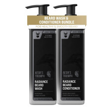 The Beard Struggle Radiance Beard Wash & Conditioner Bundle voor mannen - Platinum Collection - Pack van 2 - Aesir's Triumph - Nourish Cleanse Ve