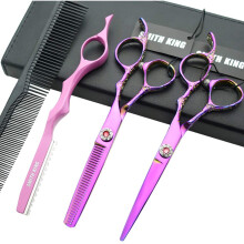Professional Hair Cutting Scissors Set with Razor Comb Case Hair cutting shears Hair Thinning shears with rose handle (5.5 inches)