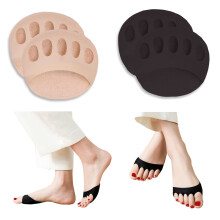 Reusable Honeycomb Fabric Forefoot Pads Soft Ball of Foot Cushions Metatarsal Pads for Women Men Prevention Pain Relief (Black Beige)