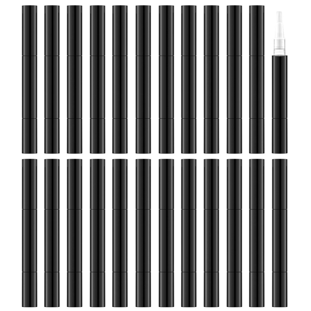 Lil Ray 3Ml Empty Nail Oil Pen With Brush Twist Pen For Tooth Whitening Gel Lip Gloss Container Eyelash Growth Liquid Tube(Black 24 Pcs)